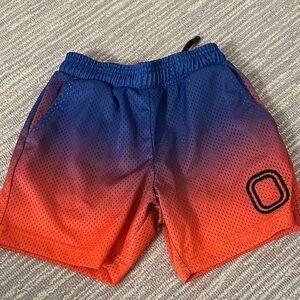 Overtime Gradient Blue and Red Athletic Mesh Shorts
